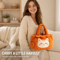 Sac fourre-tout en peluche chat citrouille, design mignon de citrouille, cadeau idéal pour Halloween pour femmes et enfants