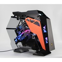 Boîtier ouvert Gujia Conqueror Alien Mid Tower ATX entièrement en aluminium avec ventilateur, thème de jeu anime, couleur personnalisée anodisée en stock