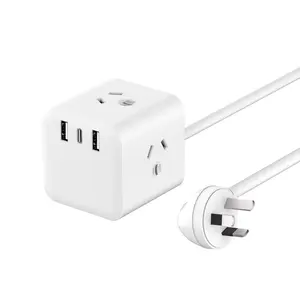 Adaptador de enchufe de alta calidad con USB, cargador de viaje, extensión de enchufe eléctrico con cable