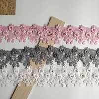 Jolie dentelle à fleurs petites faites à la main, dentelle en polyester soluble dans l'eau, accessoires pour robe de mariée et jupe