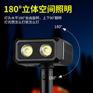 Portable Rechargeable <b>Led</b> <b>Flashlight</b> With Adjustable Stand For Outdoor Hiking Camping Lighting Aluminum Alloy Push Button White - Product Image 5