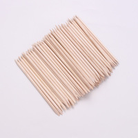 Bâtonnets en bois d'oranger jetables écologiques pour le nail art, repousse-cuticules double extrémité 11,4 cm, lot de 100 pièces en sachet