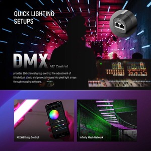 Batterie sans fil portable IP65, tube lumineux <span class=keywords><strong>LED</strong></span> 360 pixels, barra luminosa, tube <span class=keywords><strong>LED</strong></span> sans fil, DMX, club, fête, DJ, lumière de scène - Product Image 3