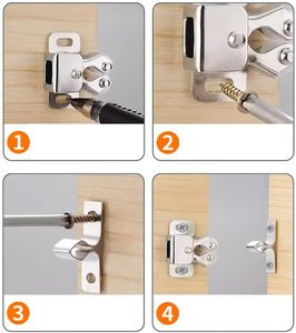 Loquet de porte d'armoire de salle de bain en fer, durable, design traditionnel, double loquet à rouleaux pour portes de meubles, ferme-porte - Product Image 3
