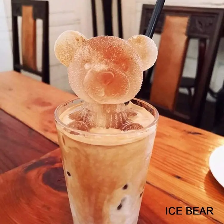 Bandeja de cubitos de hielo 3D de oso, alta calidad, para Scoth, café, bebida y zumo, jabón de silicona y Molde de vela
