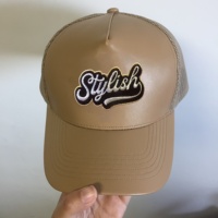 Casquette de camionneur en cuir PU pour hommes, chapeau classique à la mode, de haute qualité, 5 panneaux, Logo brodé en maille, avec Gorras en pression