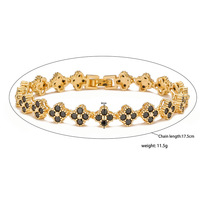 Design de Mode Bijoux de Luxe Or 18 Carats Zircon Coloré Trèfle à Quatre Feuilles Bracelet Collier Ensemble de Luxe