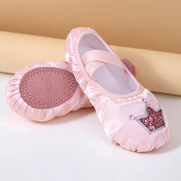 Zapatillas de Ballet de Satén para Niñas, con Bordado de Dibujos Animados, Suela Suave, Calzado de Danza para Entrenamiento y Actuaciones en Escenario