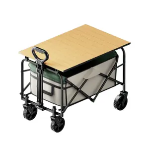Chariot pliable extérieur avec table de camping, remorque de camping, équipement de camping hors route