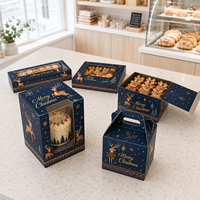 Boîte à biscuits de Noël personnalisée avec fenêtre pour gâteaux, cupcakes, pâtisseries, desserts, en papier kraft, pour fêtes de fin d'année, vente en gros