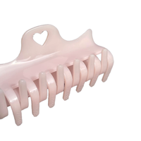 Grande pince à cheveux en acétate personnalisable, pince à requin carrée en gelée rose avec cœur creux, cool chignon pour filles chaudes