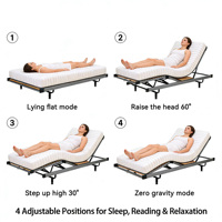 Grande Cadre de Lit Intelligent Moderne Inclinable avec Lattes en Bois et Fer, Réglable pour la Lecture/le Travail/le Sieste, Écologique et Durable pour Chambre Scolaire