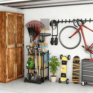 Rak Penyimpanan Peralatan Taman dari Logam dengan Pengait, Rak Penyimpanan untuk Alat Berpegangan Panjang dan Garu, Rak Kokoh dan Kuat - Product Image 6