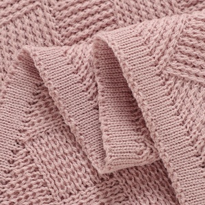 Xiti ผ้าห่มเด็ก<span class=keywords><strong>สี</strong></span>ทึบทอสบายกลางแจ้งหนาอบอุ่นผ้าห่มห่อตัวทารกผ้าห่มถักลายสก๊อต - Product Image 4