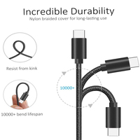 Kabel Data Pengisian Cepat USB Type C Berbahan Nilon Kepang Portabel untuk Ponsel