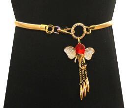 Cinturón de Cintura <span class=keywords><strong>Dorado</strong></span> y Plateado, Cadena de Metal Delgada con Resorte, para Vestidos y Faldas de Mujer, Estilo Sorority, Cinturones Golden Girl Red Elephant - Product Image 3