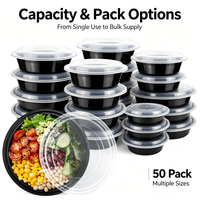 Freshware – Bols de préparation des repas en plastique avec couvercles, sans BPA, empilables, compatibles micro-ondes/lave-vaisselle/congélateur, 16 oz/40 oz