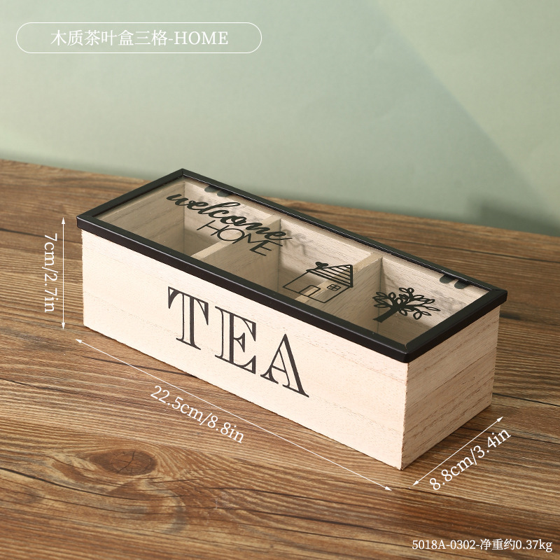 5018A-0302-Caja de té de madera de tres compartimentos----INICIO