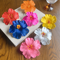 Accessoires de Tête Nuptiaux en Mousse pour Fête d'Été Hawaïenne, Pinces à Cheveux en Tissu Fleurs d'Hibiscus Tropical pour DIY Fleurs Artificielles