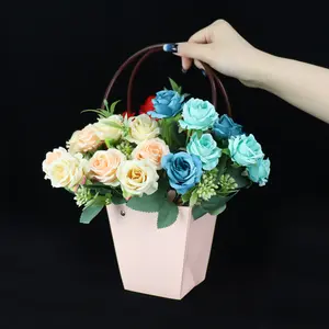 Wholesale Wedding Gift Paper Flower Boxes Packaging With Handle. Luxury Design Flower Boxes Packaging