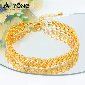 Nuovi arrivi Dubai accessori da sposa Set di gioielli da sposa elegante collana a forma di foglia d'oro <span class=keywords><strong>21k</strong></span> Set 4 pz per donna - Product Image 4