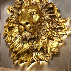 Estatua Decorativa de Cabeza de León de Resina para Interiores, Pintada a Mano, Impermeable, Arte para Colgar en la Pared - Product Image 2