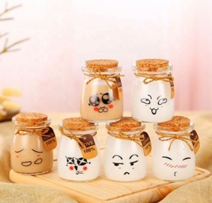 Cheap and Small Stock 100ml 150ml <b>200ml</b> 250ml 300ml Cute Glass Pudding Yogurt Jar With Cork Lid - Product Image 3