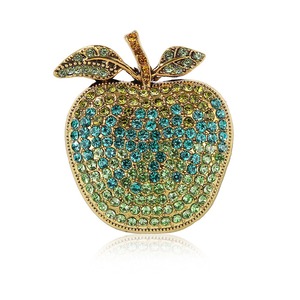 Spilla a forma di mela da 40 mm con strass a pavé, colore sfumato, placcata oro, elegante regalo <span class=keywords><strong>per</strong></span> Natale e la Festa degli <span class=keywords><strong>Insegnanti</strong></span> <span class=keywords><strong>per</strong></span> donna - Product Image 5