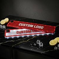 Tapis de bar lumineux LED personnalisé avec logo, en silicone PVC, à rainures profondes pour drainage, antidérapant, pour club, pub, fête