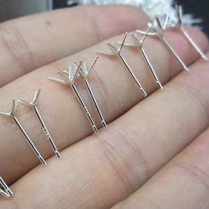 SJP102-003 ayar gümüş pençe düğme küpe ayarı 4 pençeleri sonrası düğme küpe boş taşlar 4 Prong küpe sonrası - Product Image 2