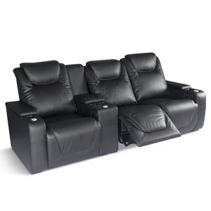 Canapé de cinéma inclinable électrique en cuir de vache noir de qualité supérieure pour le home cinéma, canapé 4 places - Product Image 2