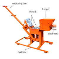 Idée pour petites entreprises : Gagner de l'argent à domicile - Machine manuelle QMR2-40 pour la fabrication de briques en terre cuite emboîtables avec engrenages et pompe, haute efficacité