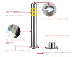 YL tiang parkir baja tahan karat, tiang peringatan anti-tabrakan tahan lama, isolasi tetap dapat dilepas - Product Image 3