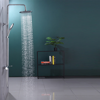 Mitigeur de douche intelligent en laiton moderne à effet pluie, ensemble bain-douche monocommande avec barre coulissante, robinet chromé poli, cartouche céramique supérieure