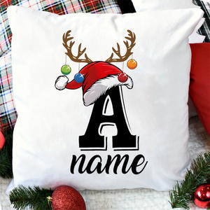 <strong>Personalised</strong> Christmas <strong>Pillow</strong> <strong>Case</strong> Initial with Name Cushion Cover Xmas Party Decor Home Pillowcase Xmas Gift for Family Friends - Product Image 3