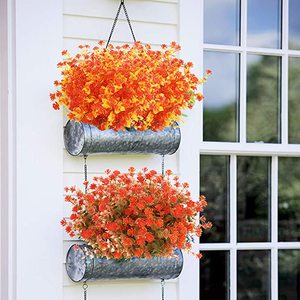Plantes artificielles vertes en bois, fausses boîtes de 20 cm 14x9 pouces, fleurs artificielles pour l'extérieur, pour décoration de jardin, boîte de fenêtre, décoration de mariage, maison - Product Image 2
