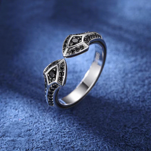 Anillo de Plata de Ley 18k con Diamante Negro, Diseño de Ojo de Serpiente, Unisex, Estilo Hip Hop, Lujoso, Certificado IGI - Product Image 2
