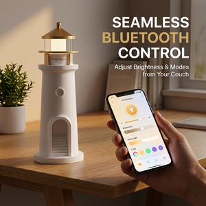 Luce Ambientale Intelligente Moonlit Beacon |   Lampada Proiettore ABS Design Faro con Controllo App e Telecomando per Camera da Letto - Product Image 6