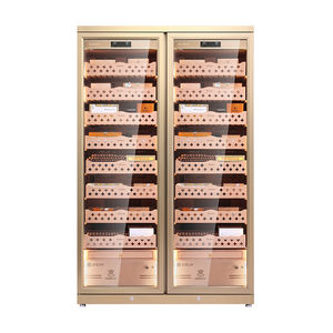 Armoire à cigares et à vin à double porte en acier inoxydable de qualité supérieure avec étagères en cèdre d'Espagne - Product Image 1