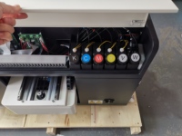 Printer UV Flatbed Dual Head Desktop A2 A3 Spot Color Channel Xp600 dengan Pencetakan CMYK Putih Varnish dalam Satu Workflow Silindris