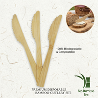 Couteaux jetables en bambou de qualité supérieure, durables et robustes, ensemble de couverts naturels pour le pain et le beurre, vaisselle de table