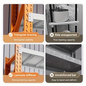 Étagère de présentation industrielle en acier de moyenne capacité orange et blanche avec étagères réglables pour le stockage en entrepôt - Product Image 4