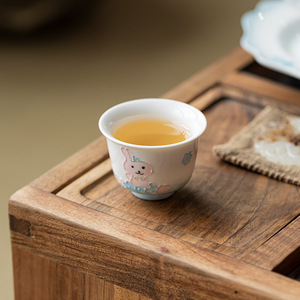 Hand Painted Adorable Rabbit Mini <b>Teacup</b> Porcelain Kung Fu Tea Cup For Afternoon Tea New Chinese Style - Product Image 3