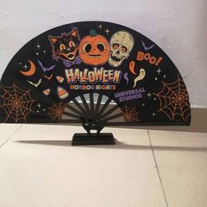 Halloween Festival Large 33cm Kung Fu Clack Fan Customized Logo Pride Bamboo Craft Traditional Angel for Party Rave <b>Rainbow</b> - Product Image 4