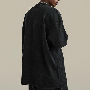 T-shirt Oversize in Cotone di Alta Qualità con Spalle Cadenti, 300gsm, Nero Lavato, Maglietta Neutra all'Ingrosso - Product Image 2