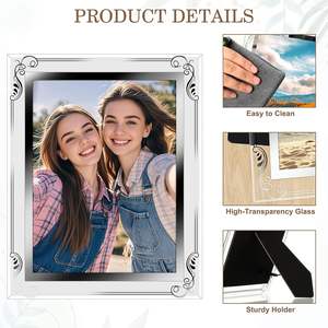 Cadre photo en verre cristal doré personnalisé 4x6 5x7 8x10 pour affichage sur table, vertical ou horizontal - Product Image 4