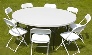 <span class=keywords><strong>Table</strong></span> ronde pliante en plastique pour 10 <span class=keywords><strong>personnes</strong></span>, idéale pour les mariages, les fêtes et les banquets en plein air - Product Image 2