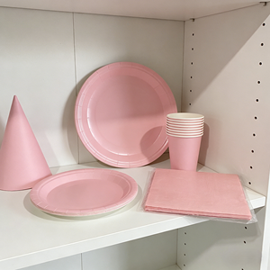 DAMAI – Vaisselle jetable unie pour fêtes, ensemble de vaisselle en papier de couleur unie, assiettes de 7 et 9 pouces, gobelets en papier, serviettes - Product Image 5