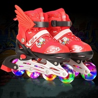 Patins à roulettes professionnels pour enfants Princess, ajustables, lumineux, sûrs, avec roues en PVC et revêtement en velours de haute qualité