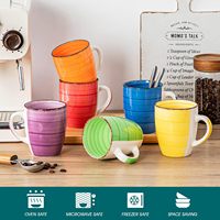 Ensemble de 6 tasses à café Moioco12 Oz, tasses à café en céramique pour cappuccino, latte, thé, chocolat chaud, couleur chaude
